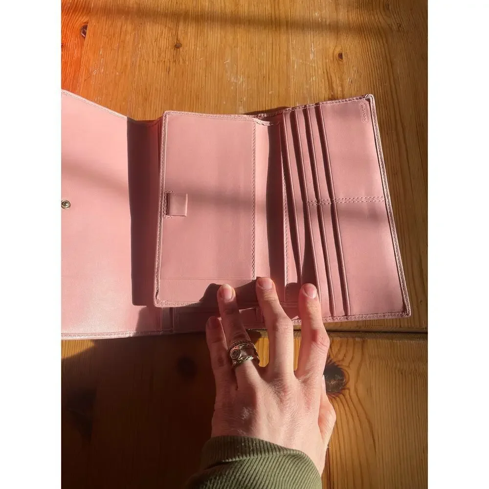 Pink Coach Soho Pleated Ashley leather tri-fold envelope wallet